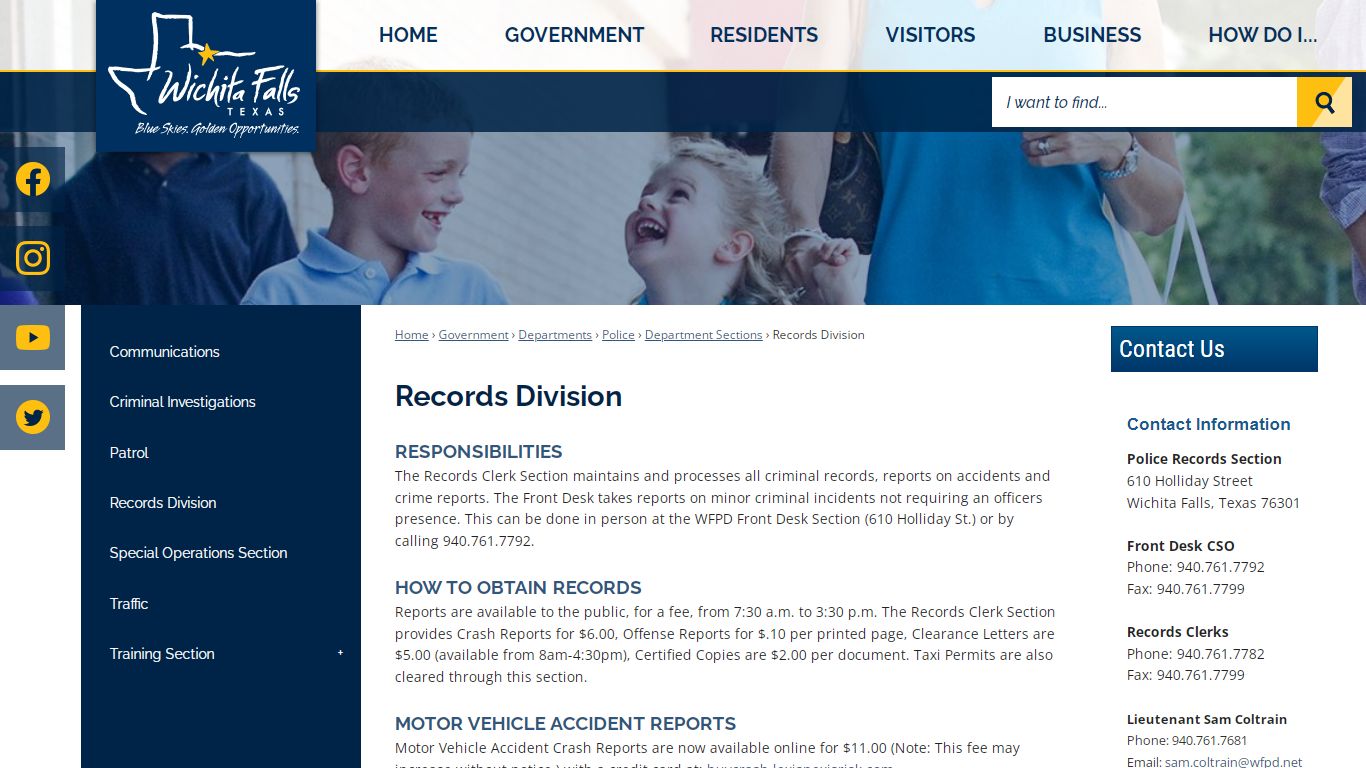 Records Division | Wichita Falls, TX - Official Website