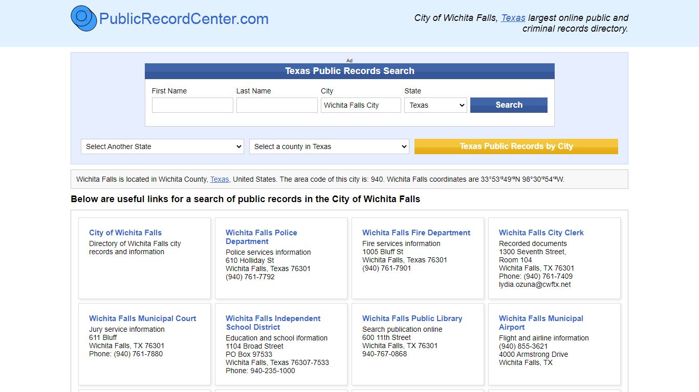 Wichita Falls, Texas Public Records and Criminal ...
